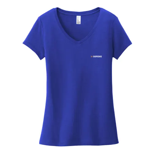 Camiseta Very Importante para mujer de District® con cuello en V y estampado en el lado izquierdo del pecho y la espalda