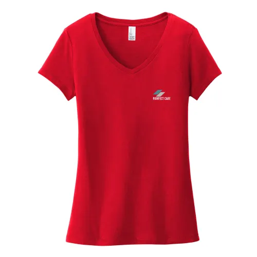 Camiseta Very Importante para mujer de District® con cuello en V y estampado en el lado izquierdo del pecho y la espalda