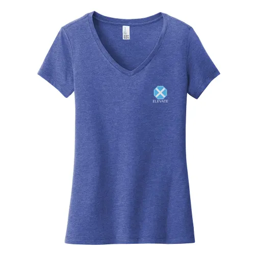Camiseta Very Importante para mujer de District® con cuello en V y estampado en el lado izquierdo del pecho y la espalda