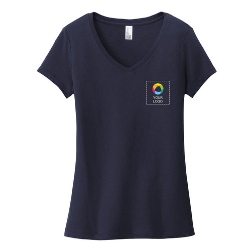 Camiseta Very Importante para mujer de District® con cuello en V y estampado en el lado izquierdo del pecho y la espalda