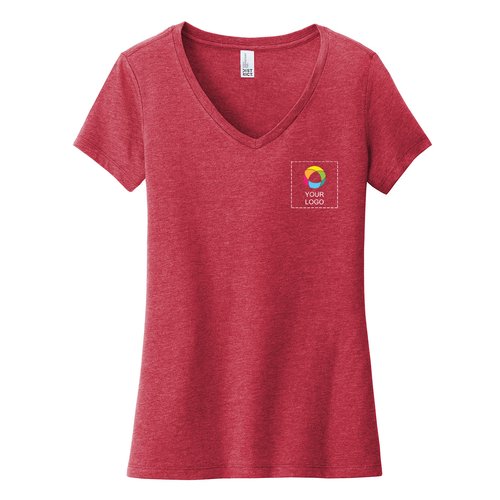 Camiseta Very Importante para mujer de District® con cuello en V y estampado en el lado izquierdo del pecho y la espalda