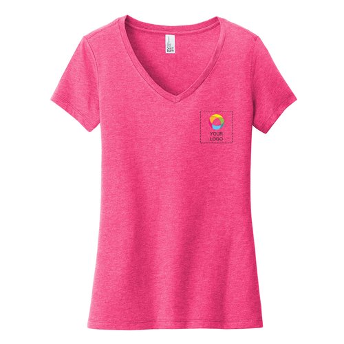 Camiseta Very Importante para mujer de District® con cuello en V y estampado en el lado izquierdo del pecho y la espalda