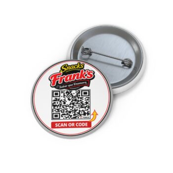 Custom QR Code Pin Button — Branded Snack Frank's Badge