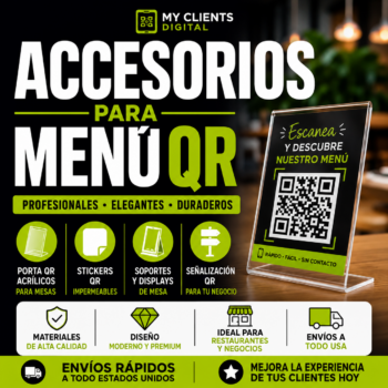 Accesorios para Menú QR | Porta QR, Stickers y Soportes | My Clients Digital